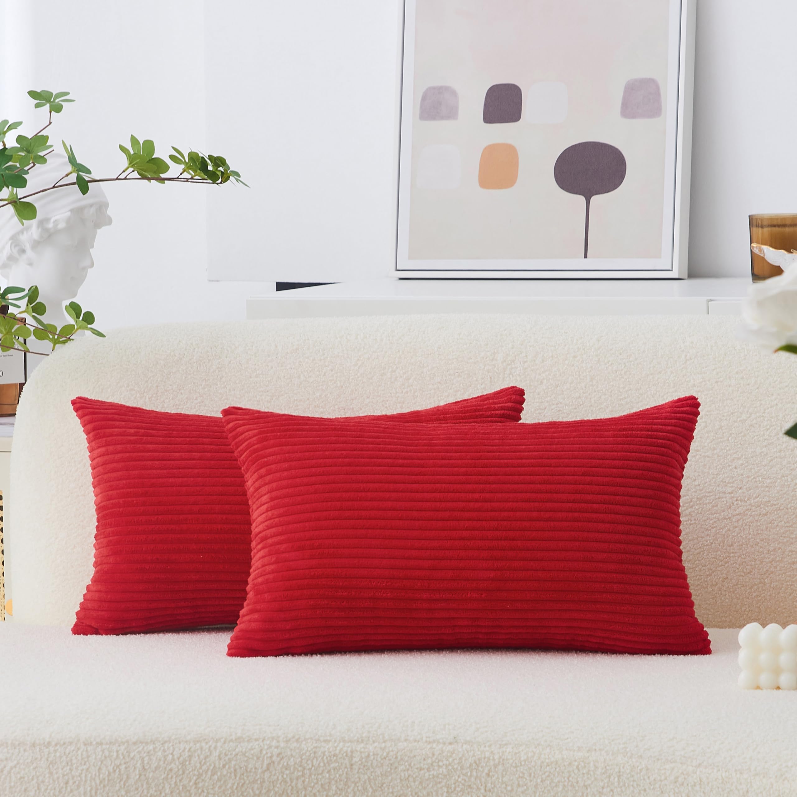 Amazon.com: Home Brilliant Red Pillow Covers 12x20 Throw Pillows